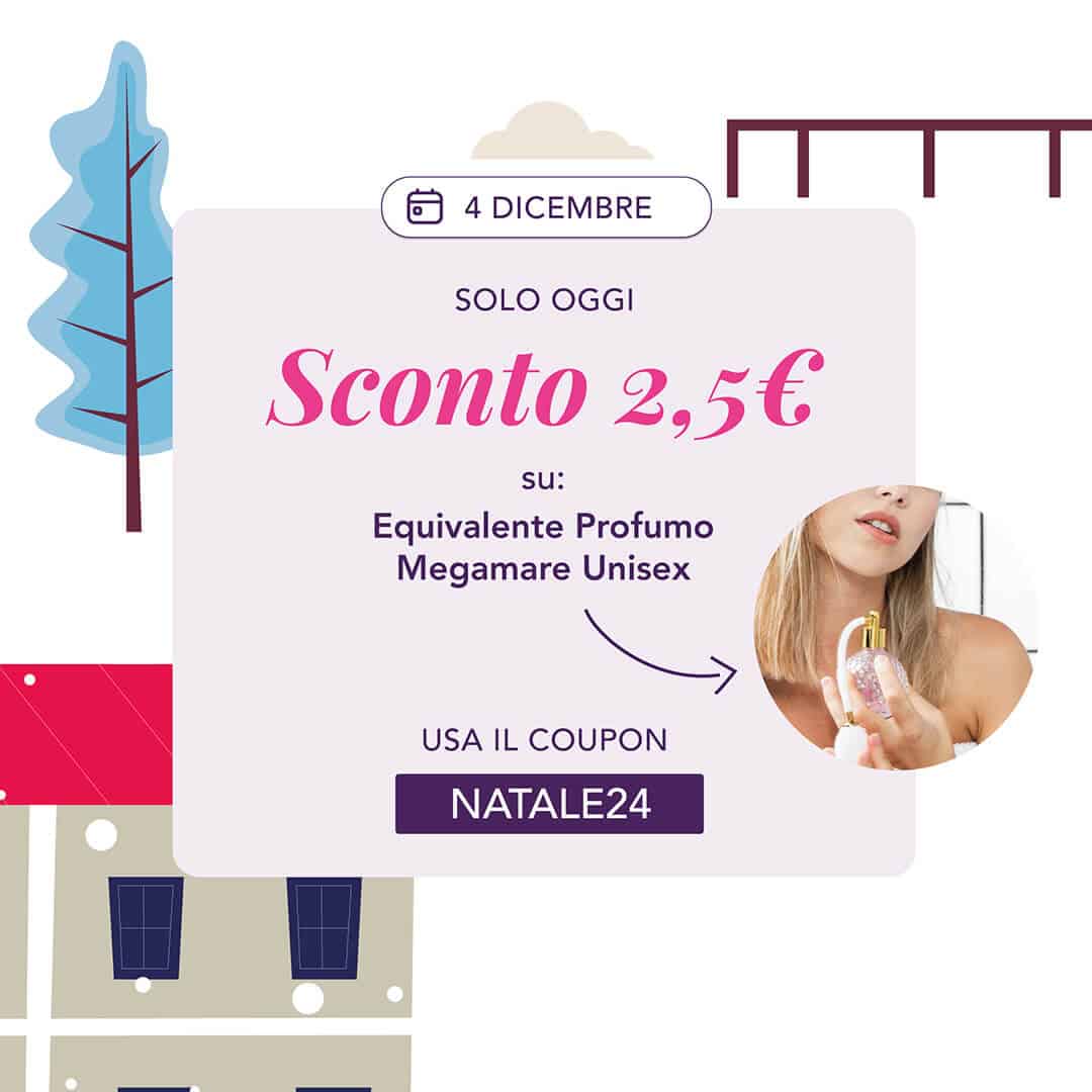 Sconto di 2,50€ valido per l’amatissimo Equivalente Profumo Megamare Unisex