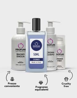 Equivalenti Profumo, Crema, Bagnodoccia e crema viso uomo
