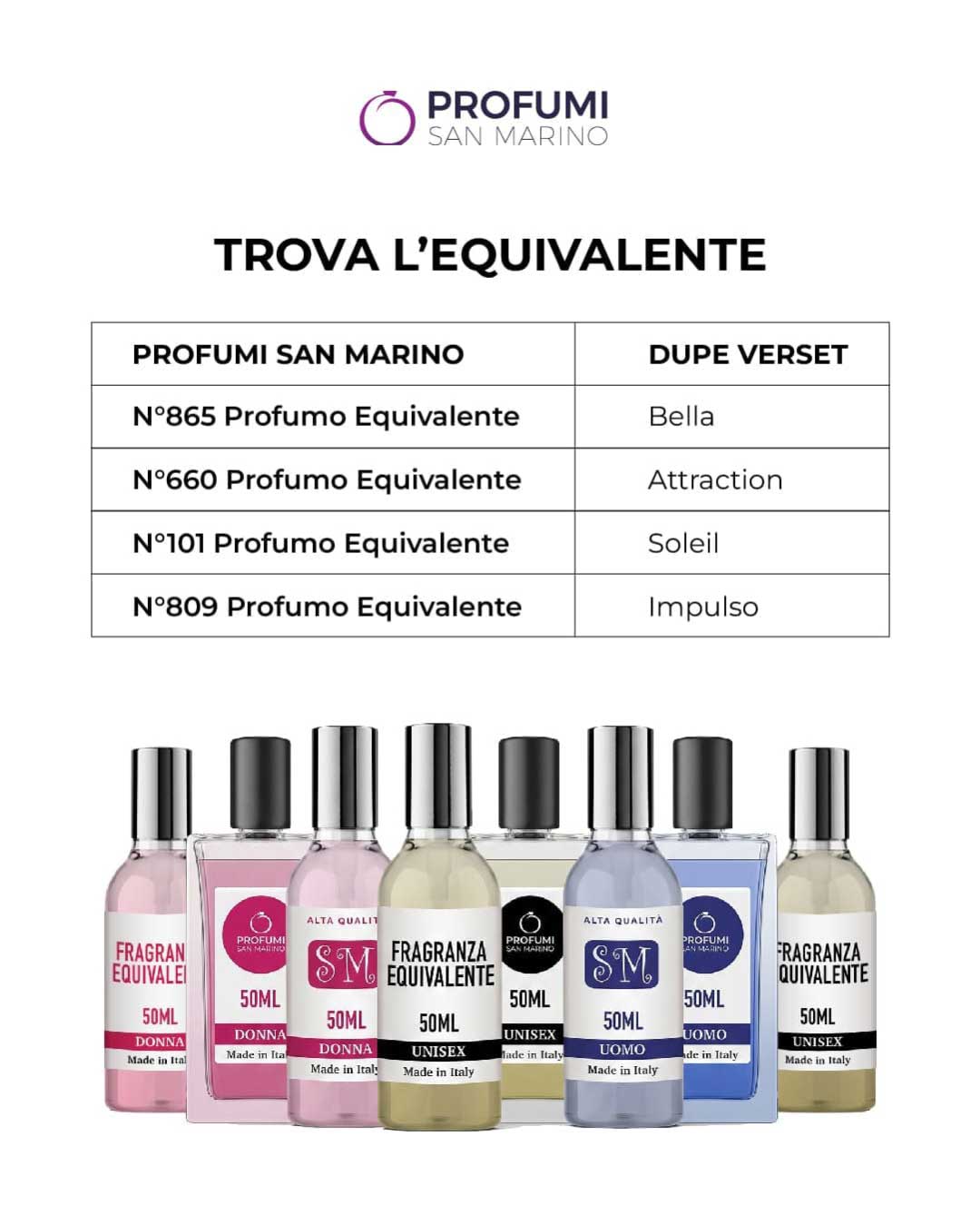 Lista profumi Verset equivalenti Lista profumi Verset equivalenti con le corrispondenze più cercate online