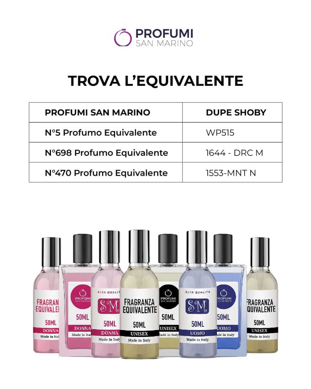 Lista profumi Shoby equivalenti Lista profumi Shoby equivalenti con le corrispondenze più cercate online
