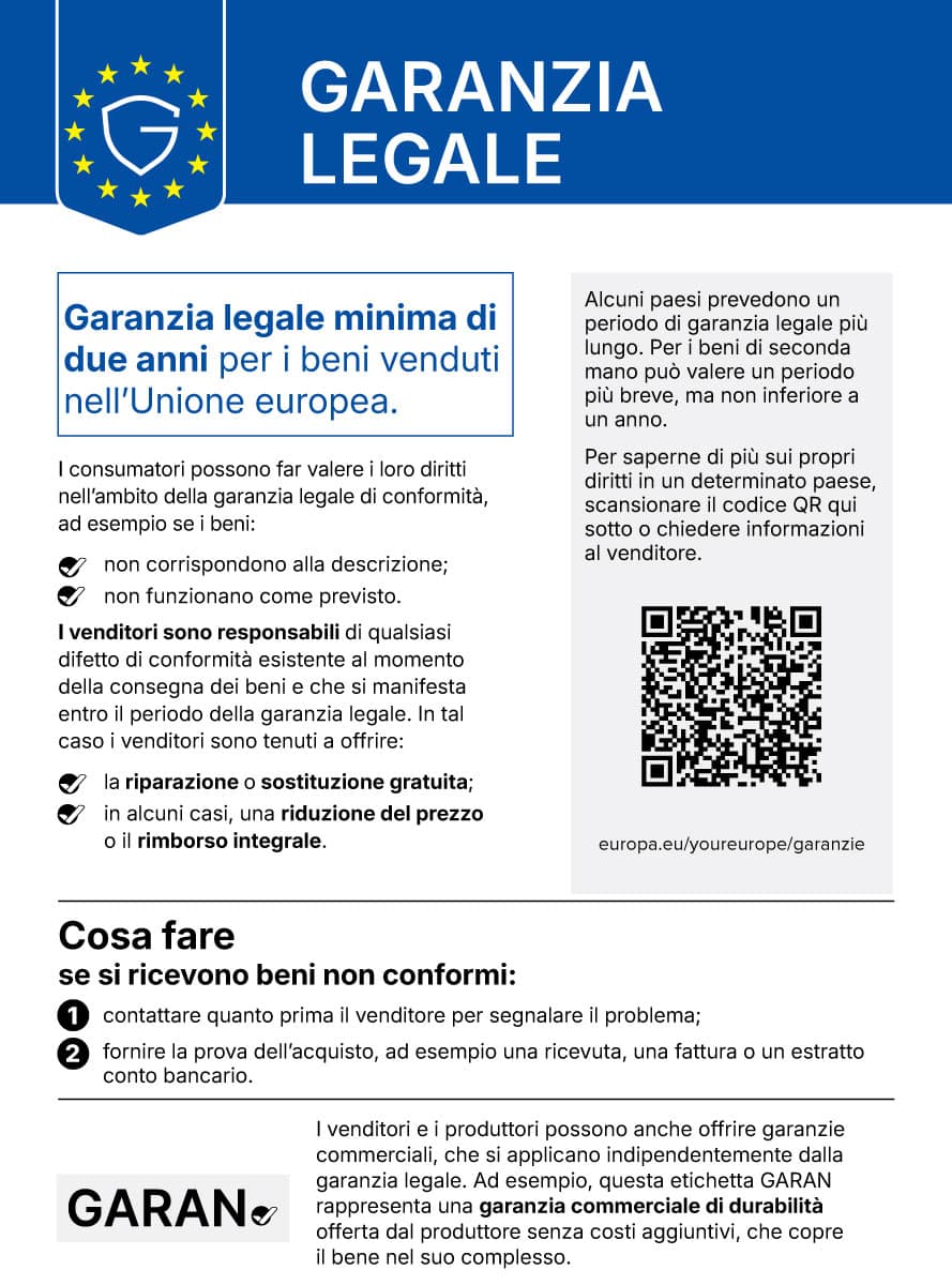 Avviso armonizzato UE sulla garanzia legale di conformità